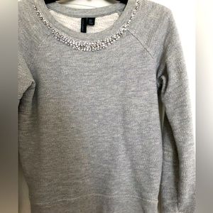 Cynthia Rowley Sweat shirt with rhinestones collar